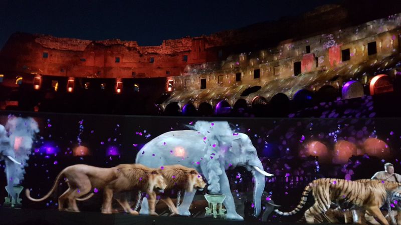 The new light and multimedia show 'Sangue e Arena' narrates the 100-day celebration of the Colosseum's opening in 80 AD